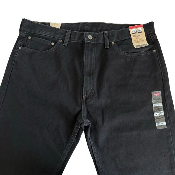 Levi’s Mens 505 Black Regular Fit Straight Leg Performance Cool Jeans Size 38x34 - Picture 3 of 10
